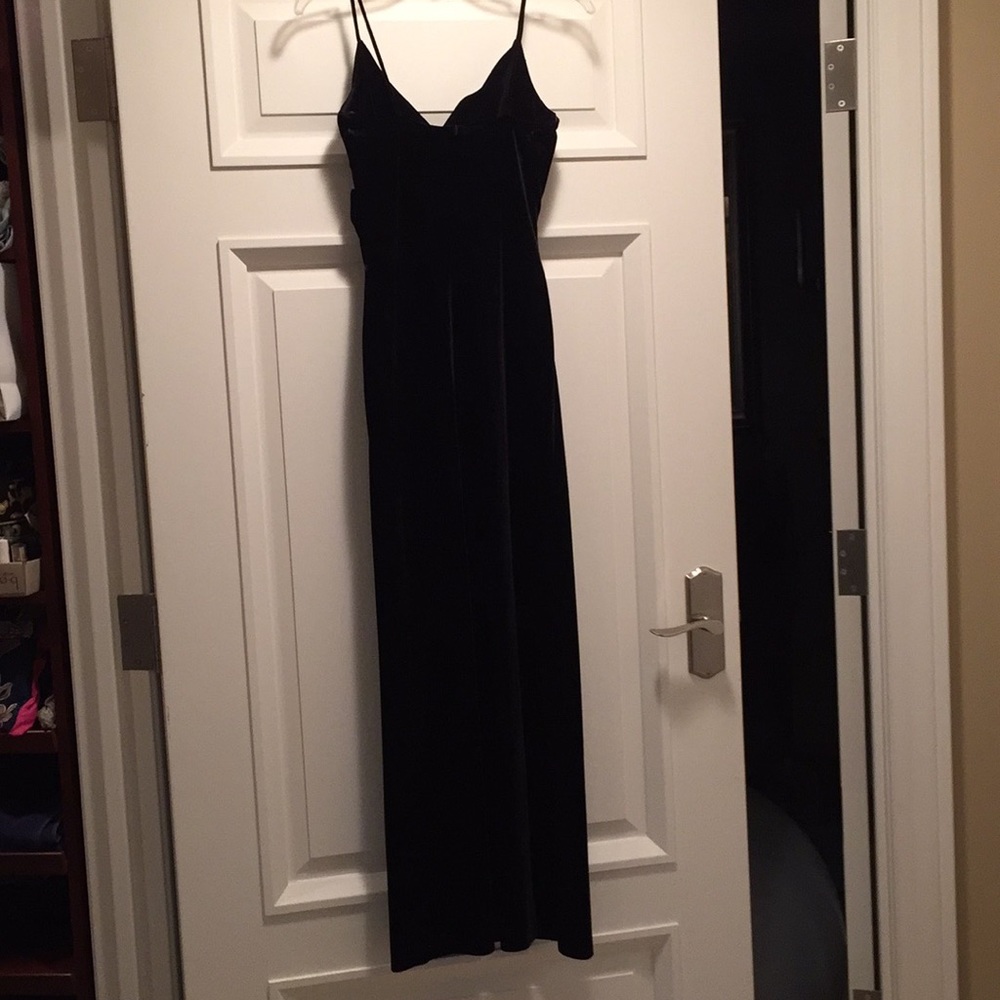 Long dress soft draping velvet Black